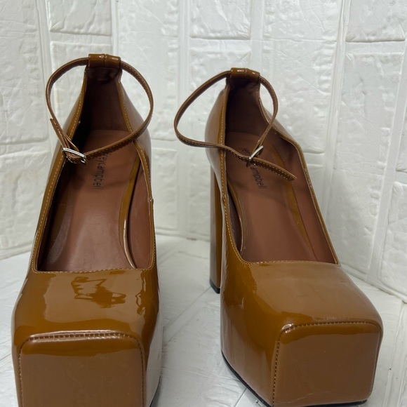 Jeffrey Campbell brown platforms size 8.5 chunky heels neutral minimalist glam - Picture 2 of 9
